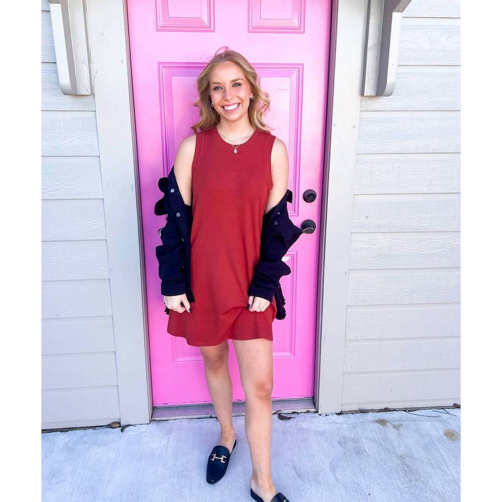 NEW ANOTHER LOVE justine ribbed dress in mahogany